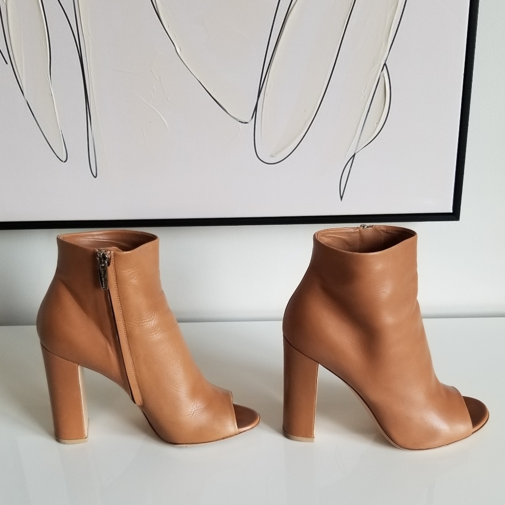 Gianvito Rossi $1095 Open Toe Leather Ankle Boots - Picture 6 of 11